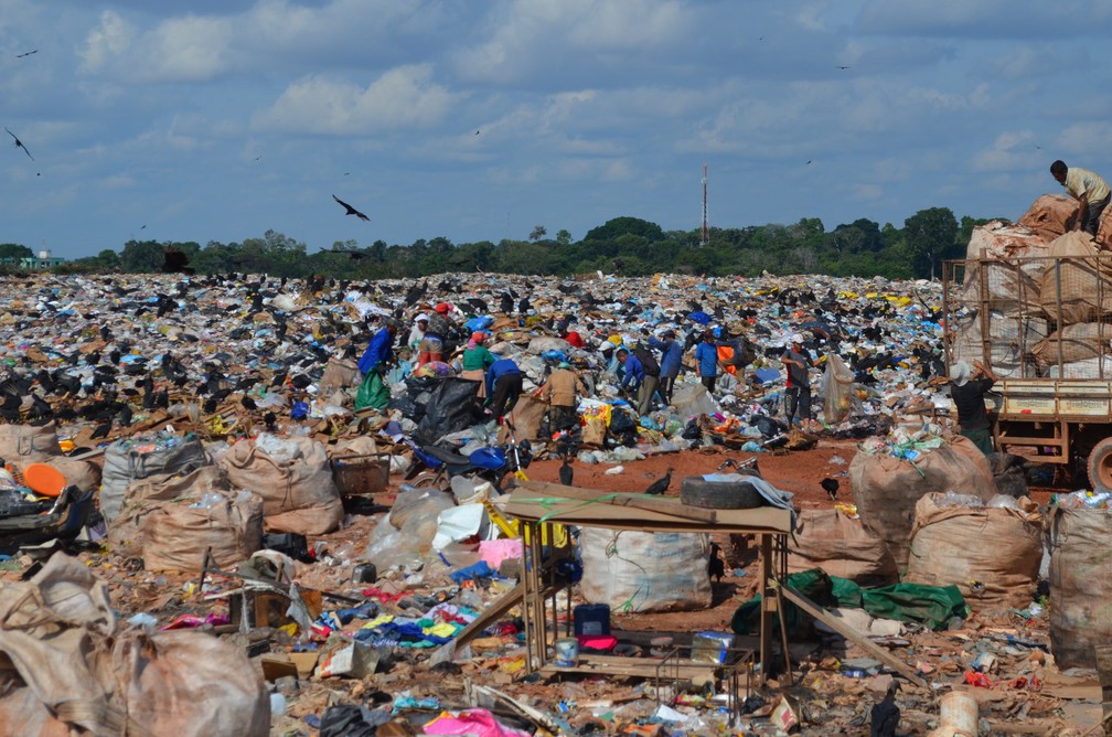 Catadores fazem a separação de todo o lixo que é depositado em Lixão de Porto Velho (Foto: Jheniffer Núbia / G1)