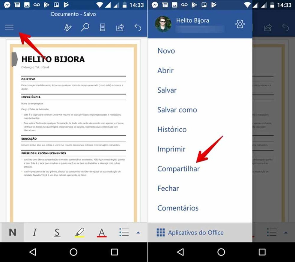 Como Fazer Curriculo No Celular Com O App Do Word Produtividade