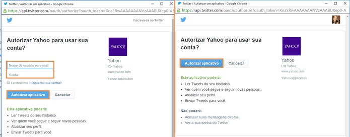 Por fim confirme a autorização do aplicativo entre o Yahoo Mail e o Twitter (Foto: Reprodução/Barbara Mannara)