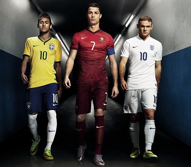 Neymar, Cristiano Ronaldo e Rooney são os principais astros da Nike na Copa (Foto: Reprodução)