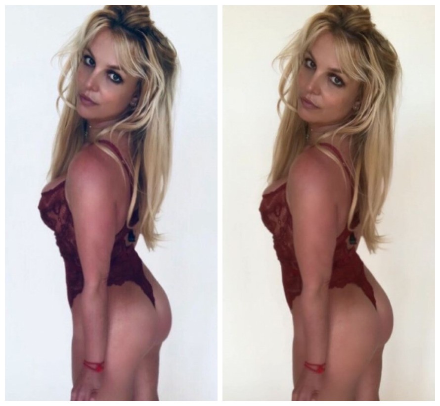 As duas fotos compartilhadas pela cantora Britney Spears (Foto: Instagram)