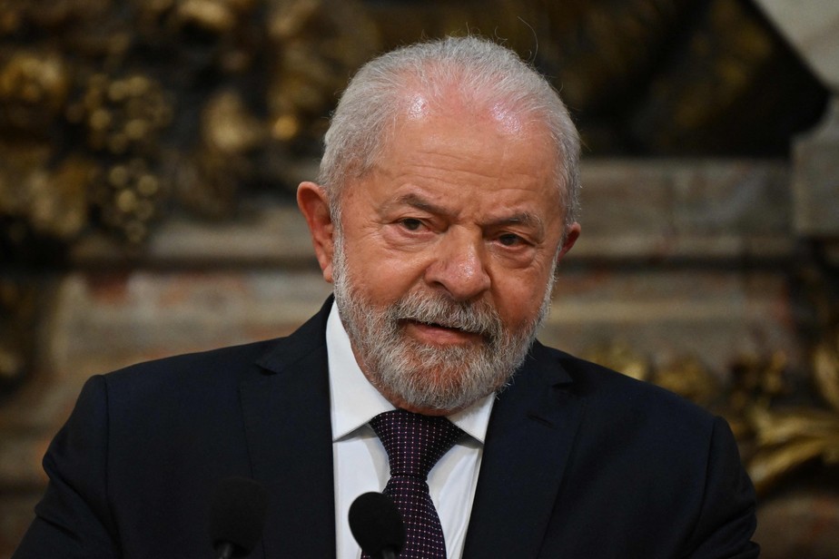 O presidente Luiz Inácio Lula da Silva durante recepção na Casa Rosada, sede da presidência da Argentina