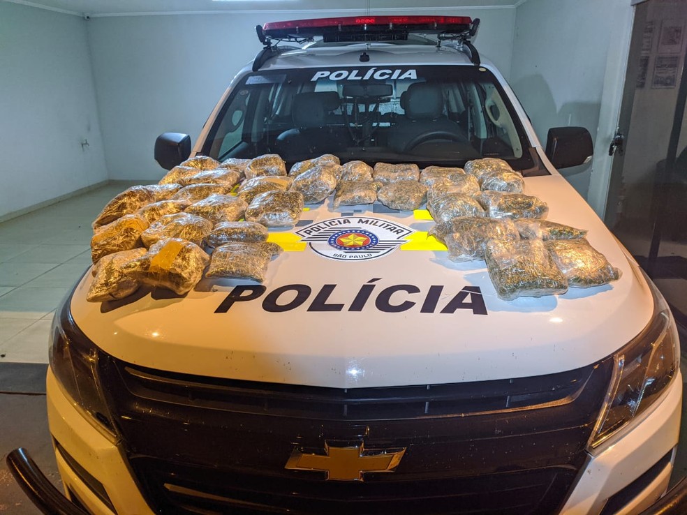 Droga foi encontrada na bagagem de uma jovem, de 18 anos — Foto: Polícia Militar Rodoviária 