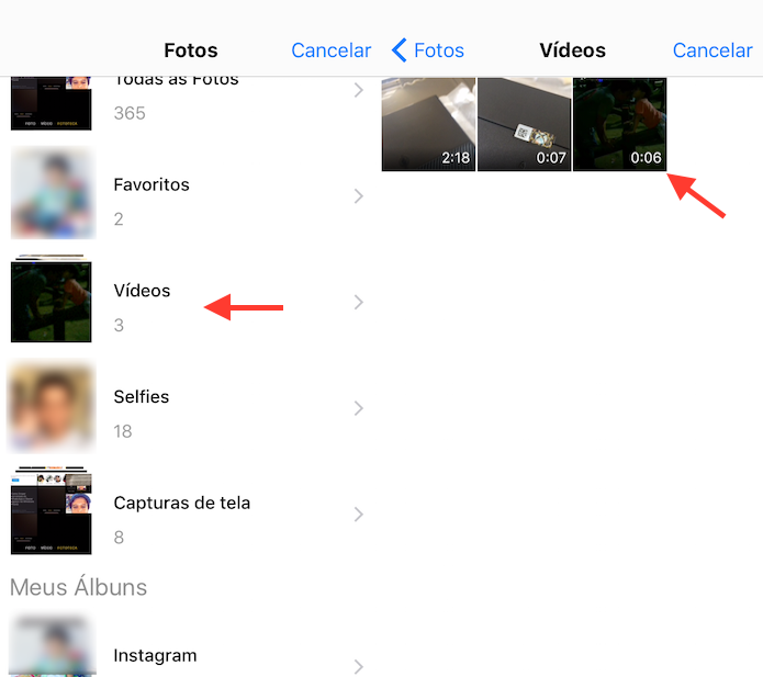 Opção para carregar no Apple Clips um vídeo antigo salvo no iPhone (Foto: Reprodução/Marvin Costa)