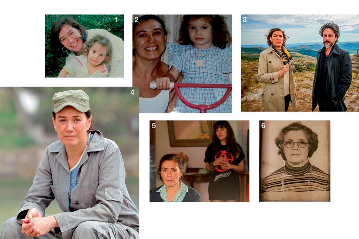 Lilia Cabral - 1 e 2. com a filha, giulia 3. maria marta (lilia) e comendador (alexandre nero) em império (2014) 4. como griselda de Fina estampa (2011) 5. catarina (lilia) e mariana (clarice falcão) em a favorita (2008) 6. Almedina, mãe de lilia, aos 69 anos (Foto: Divulgação)