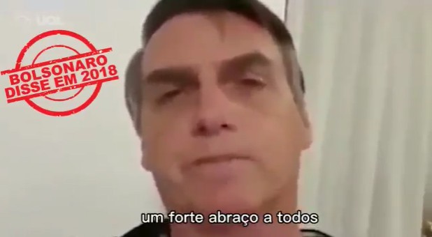 Jair Bolsonaro em vídeo de apoio a caminhoneiros gravados em 2018