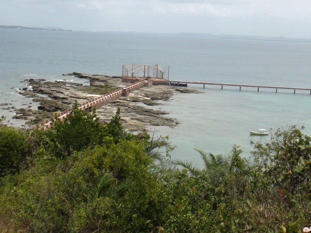 Ponte em construção na Ilha dos Frades. (Foto: Maiana Belo/G1 BA)