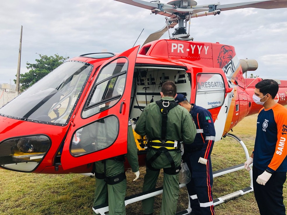 Helicóptero do Samu foi acionada para atender policial em acidente na BR-316 em Atalaia — Foto: Samu Aeromédico