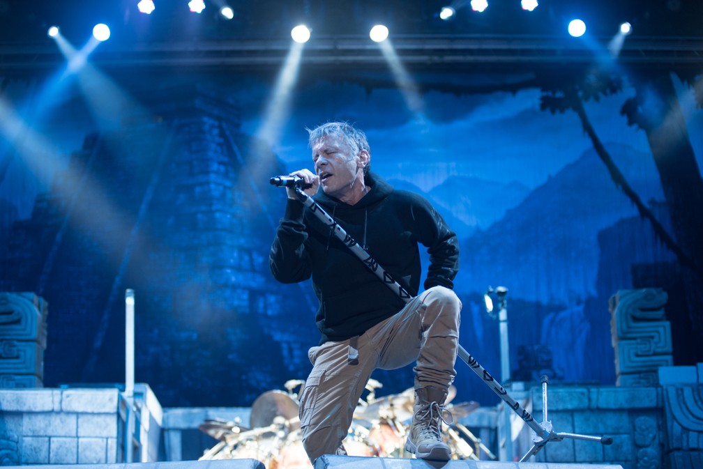 Bruce Dickinson, vocalista do Iron Maiden. — Foto: Alexandre Bastos/G1