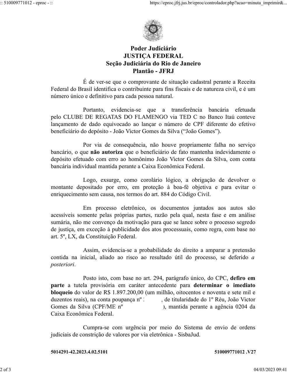 Flamengo pagou João Gomes errado — Foto: Reprodução