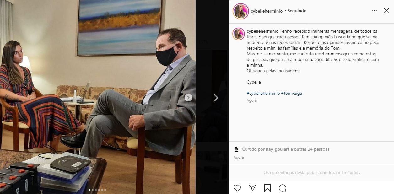 Cybelle Hermínio pede respeito em polêmica com testamento deixado por Tom Veiga (Foto: Reprodução / Instagram)