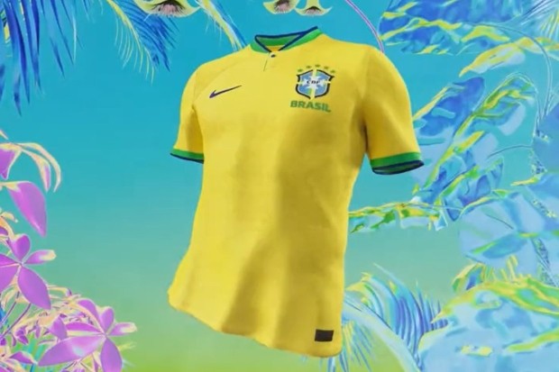Novo modelo amarelo da camisa da seleção brasileira para a Copa do Mundo no Qatar (Foto: Reprodução/Twitter)
