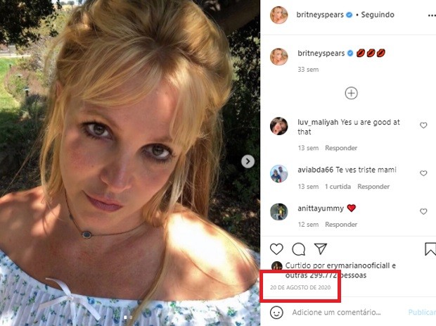 Britney Spears repetiu fotos e vídeos diversas vezes com mesmo look e no mesmo local (Foto: Reprodução/Instagram)