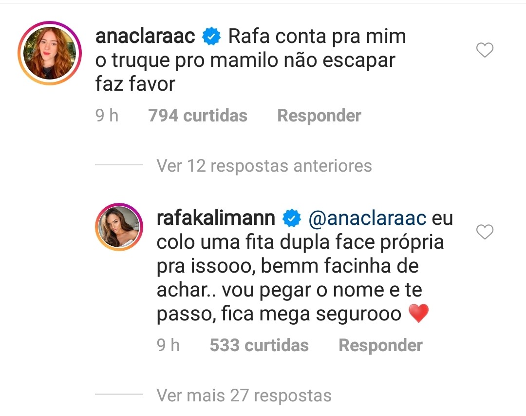 Rafa Kalimann responde à questão de Ana Clara (Foto: Reprodução/Instagram)