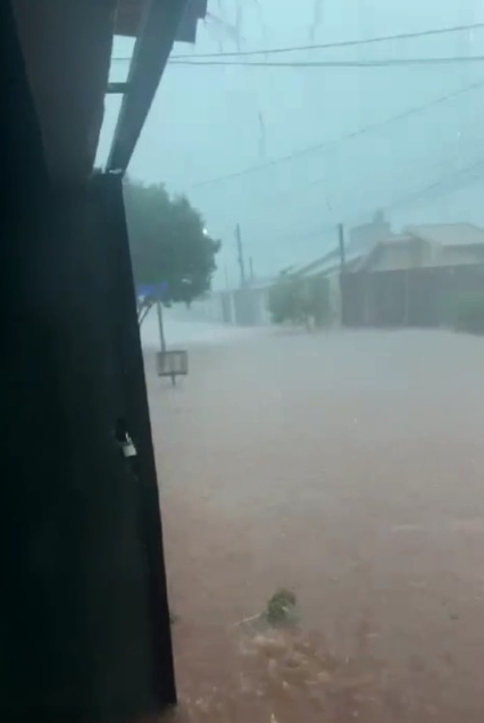 Tempestade provocou alagamento em vários bairros de Ponta Porã neste domingo — Foto: Redes Sociais/Reprodução
