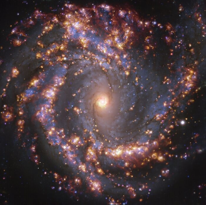 Imagem da galáxia próxima NGC 4303, captada pelo MUSE, instrumento montado no Very Large Telescope do ESO (Foto: ESO/PHANGS)