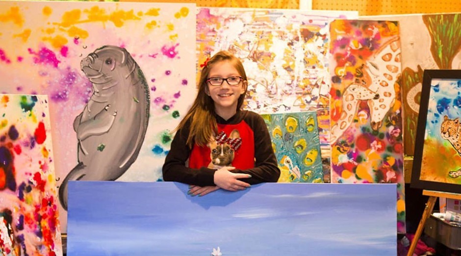 Bria Neff, garota de 13 anos que pinta quadros para ajudar animais em extinção (Foto: Reprodução)