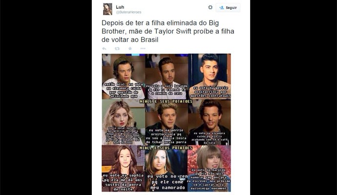 Fã compara proibição de Taylor Swift de vir ao Brasil com BBB