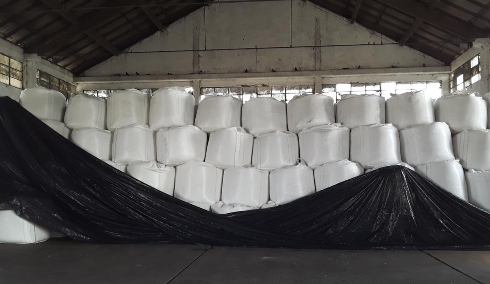 Carga de sal marinho no Porto de Cabedelo, na Paraíba — Foto: Companhia de Docas da Paraíba/Divulgação