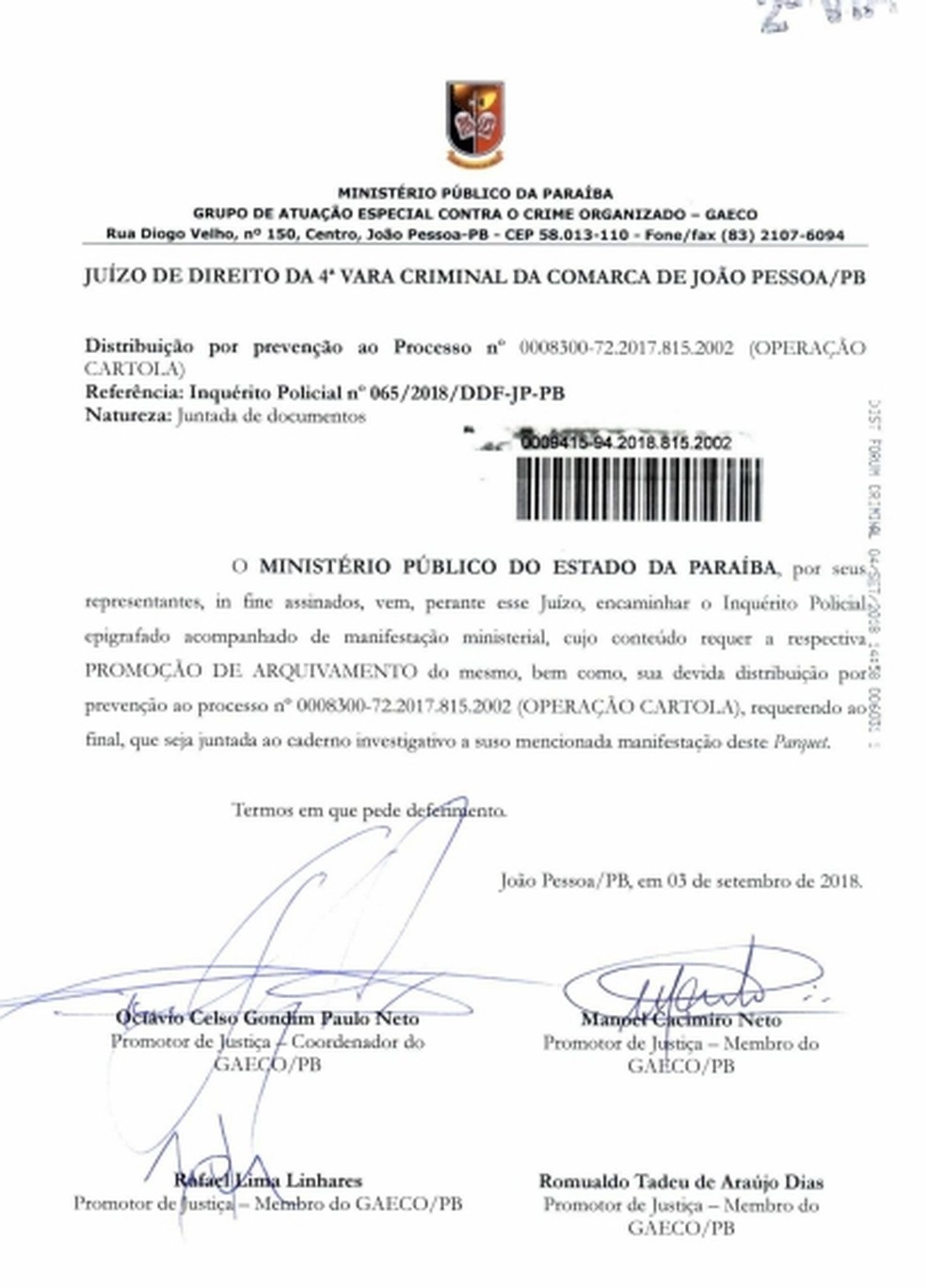 Ministério Público da Paraíba pede arquivamento de denúncia contra Aldeone Abrantes, presidente do Sousa (Foto: Reprodução/MPPB)