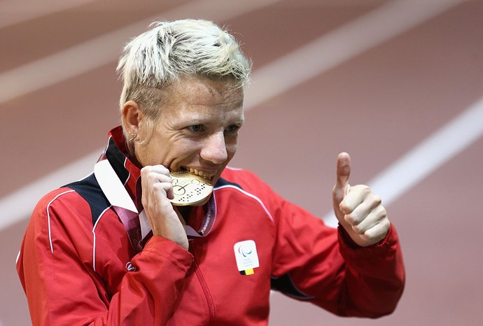 Atleta da Bélgica conquista ouro nos 100m sobre cadeira de rodas no Catar (Foto: Getty Images)