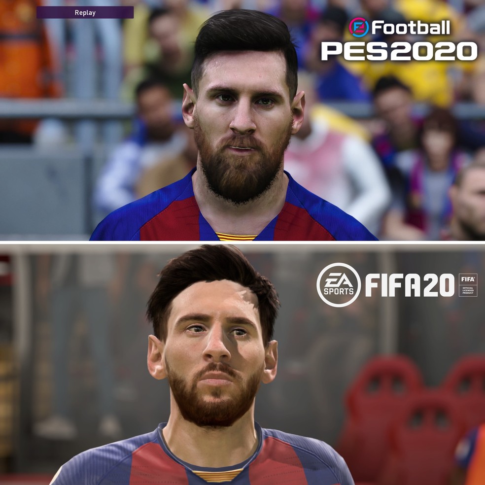 PES 2020 x FIFA 20: Messi — Foto: Reprodução
