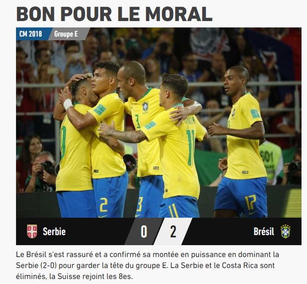 L'Equipe Brasil x Sérvia (Foto: Reprodução)