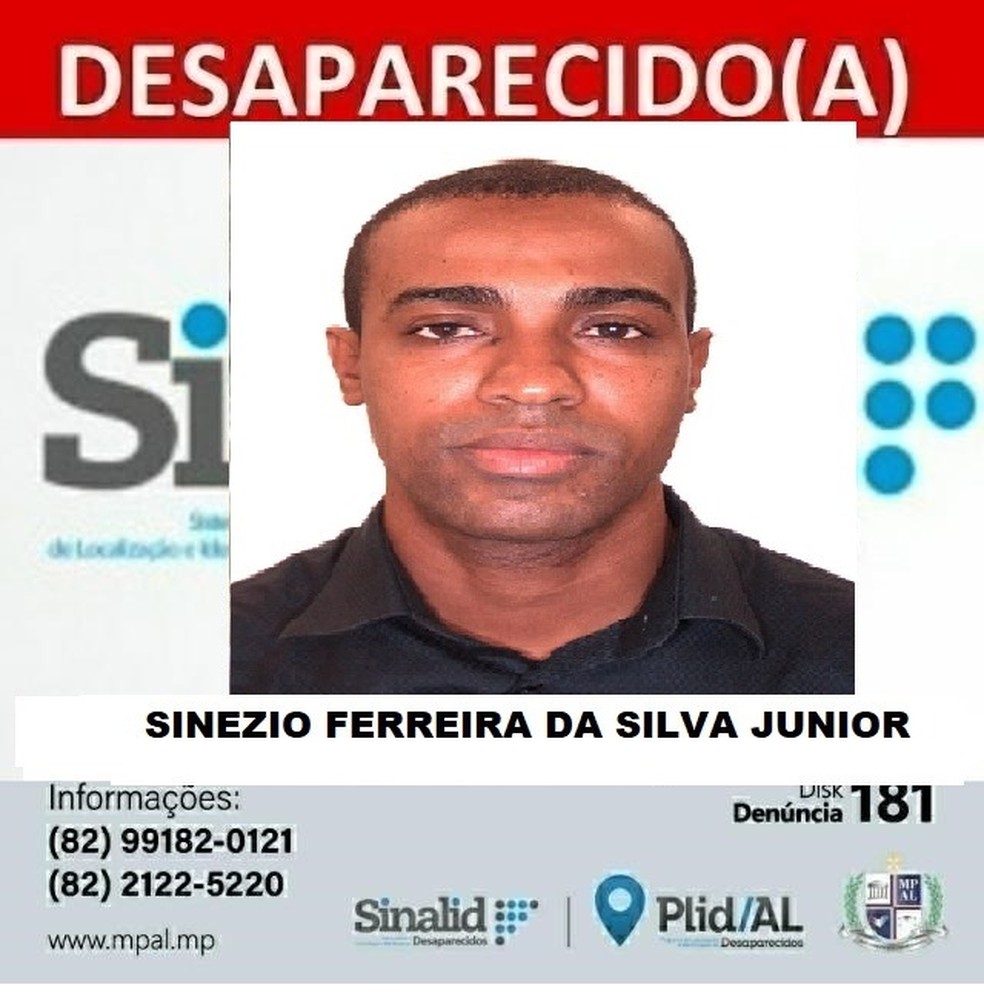 Sinezio Ferreira da Silva Júnior desapareceu em Maceió — Foto: Polícia Civil