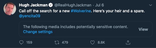O post do ator Hugh Jackman mostrando a foto dos bebês apontados por ele como seus substitutos no papel do herói Wolverine (Foto: Twitter)