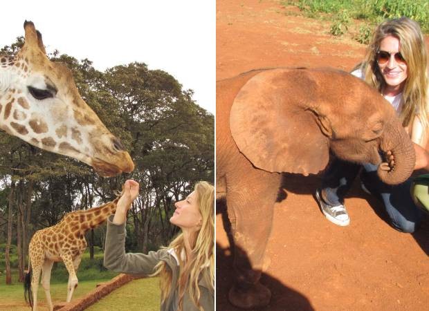 Ao lado de girafas e elefantes, Gisele Bündchen fala sobre animais em extinção  (Foto: Instagram/@gisele/Reprodução)