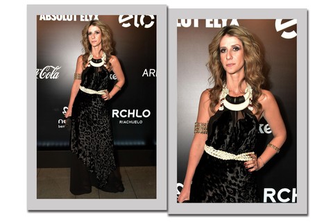 Patricia Romano escolheu um vestido Helo Rocha com prints animais    