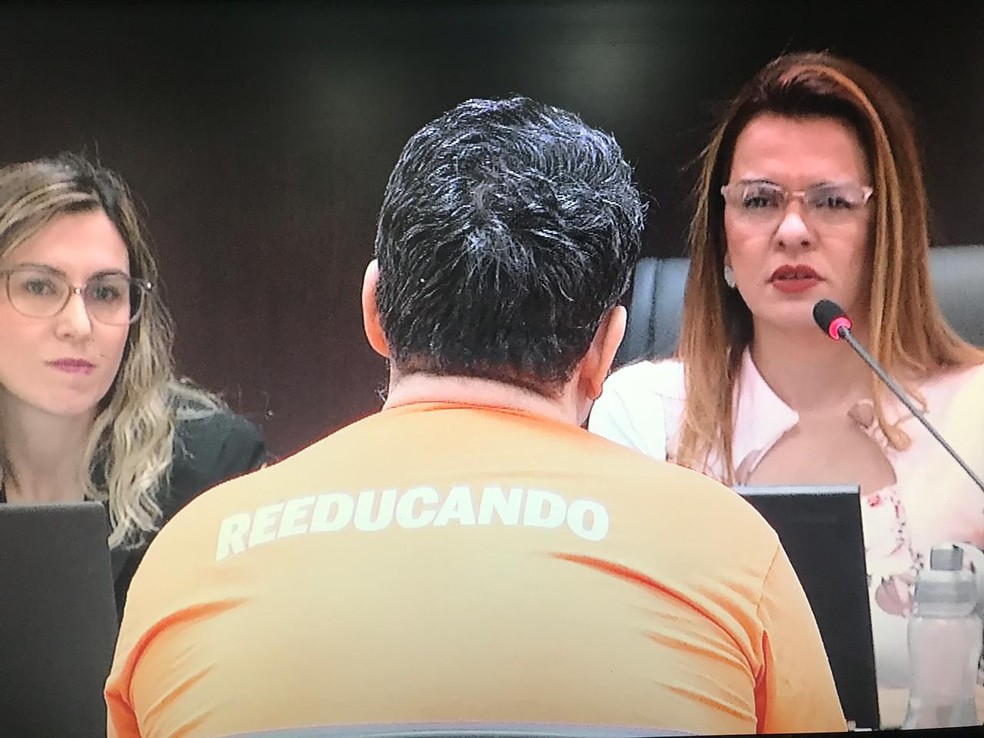 Letim Leitão prestou depoimento para juíza em Novo Acordo — Foto: Reprodução/TV Anhanguera