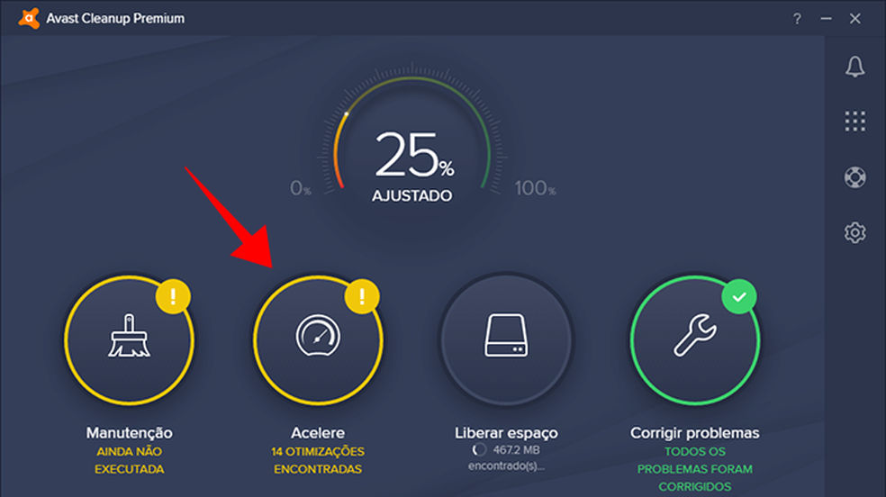 Acesse a opção de aceleramento do Avast Cleanup Premium (Foto: Reprodução/Paulo Alves)