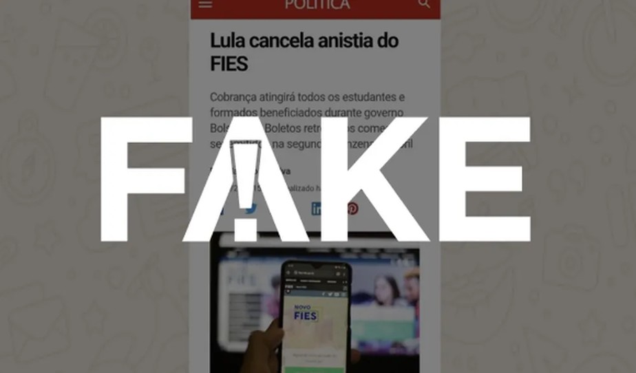 É #FAKE que g1 publicou reportagem dizendo que Lula cancelou a anistia do FIES