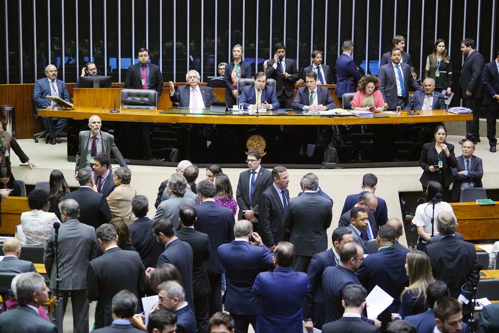 Plenário da Câmara nesta terça-feira (13), antes da aprovação do texto-base da MP da liberdade econômica — Foto: Pablo Valadares/Câmara dos Deputados