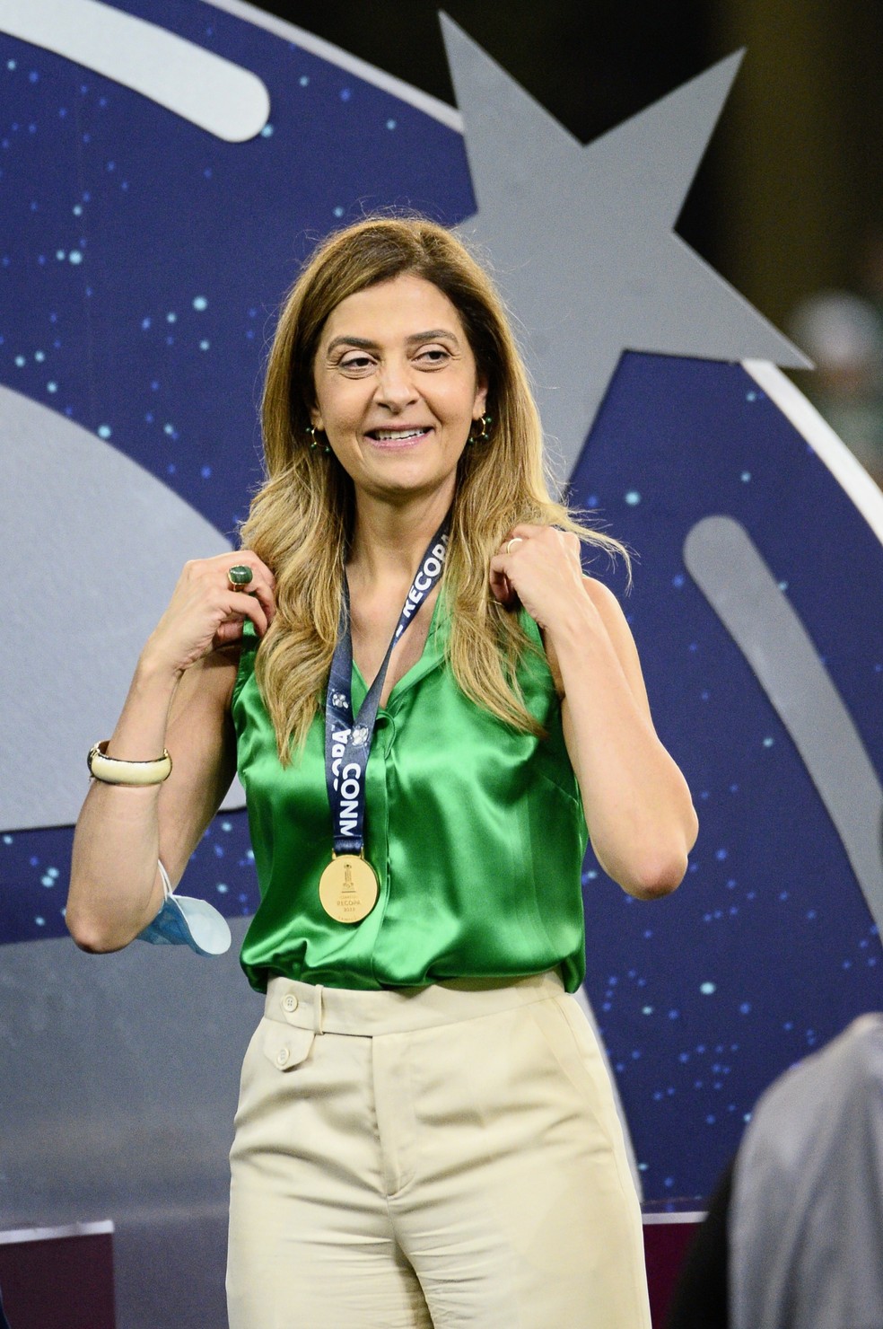 Leila Pereira ap&oacute;s t&iacute;tulo do Palmeiras na Recopa Sul-Americana &mdash; Foto: Marcos Ribolli