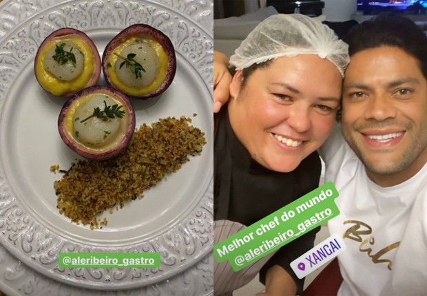 Hulk Paraíba posa com chef de cozinha durante jantar romântico com a nova namorada, Camila (Foto: Reprodução/Instagram)