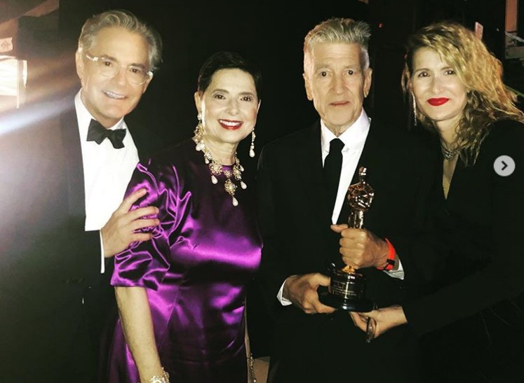 Kyle MacLachlan, Isabella Rossellini, David Lynch e Laura Dern durante o Governo's Ball 2019 (Foto: Instagram)