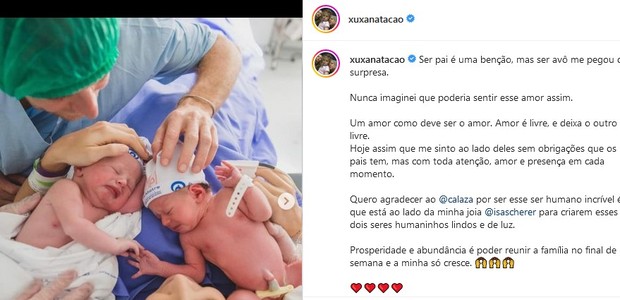 Fernando Scherer,  Xuxa, pai de Isabella Scherer, celebra nascimento dos netos (Foto: Reprodução/Instagram)