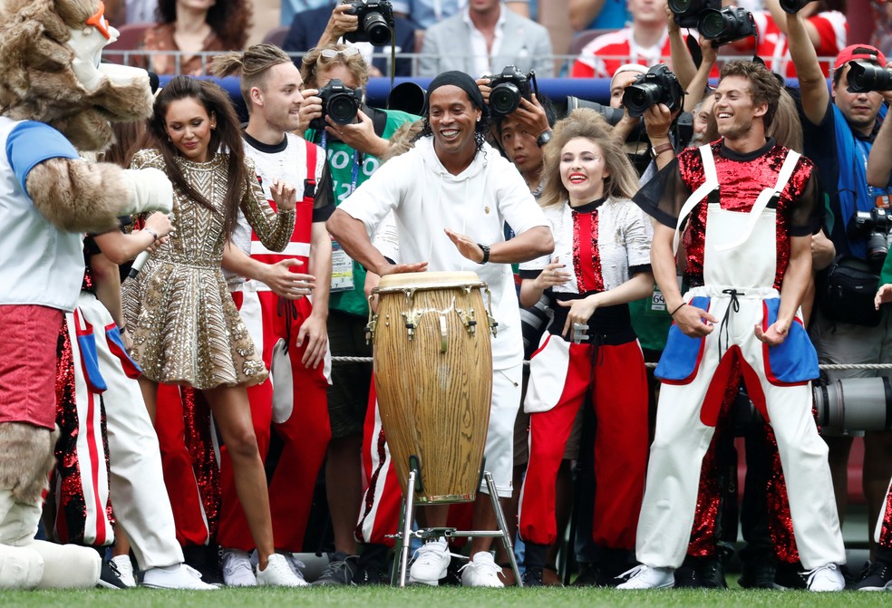 Ronaldinho Gaúcho durante a Copa do Mundo na Rússia: craque é o ídolo de Helinho — Foto: Reuters
