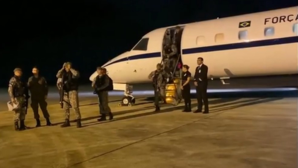 A Força Nacional de Segurança desembarcou na madrugada de 15 de março de 2023 no Rio Grande do Norte, com a missão de conter nova onda de violência no estado — Foto: Sesed/RN