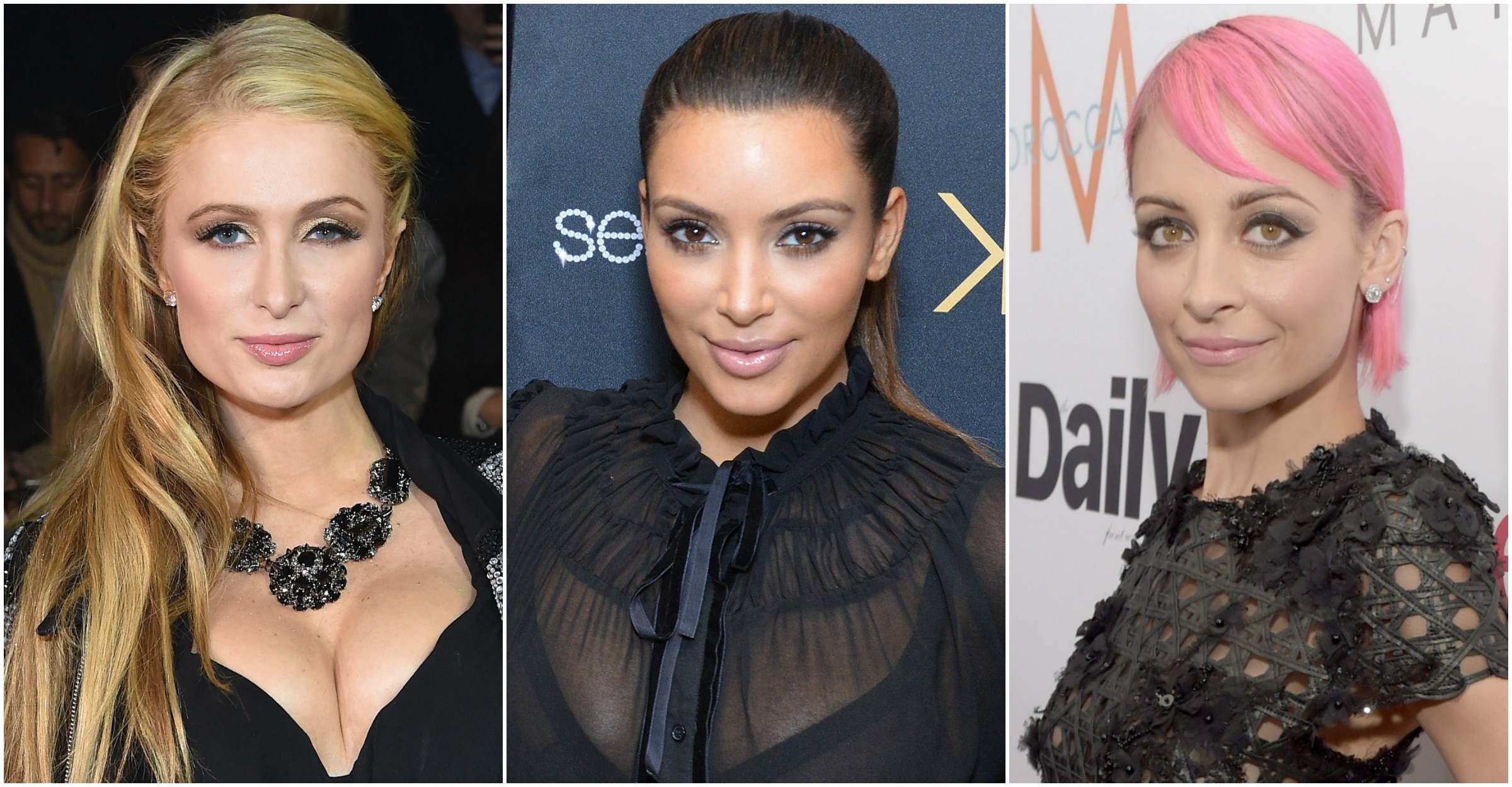 As socialites Paris Hilton (à esq.), Kim Kardashian (centro) e Nicole Richie. (Foto: Getty Images)