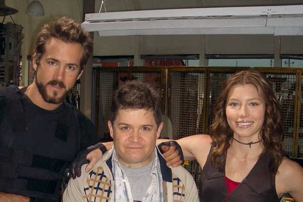 Ryan Reynolds, Patton Oswalt e Jessica Biel no set de Blade: Trinity (Foto: divulgação)