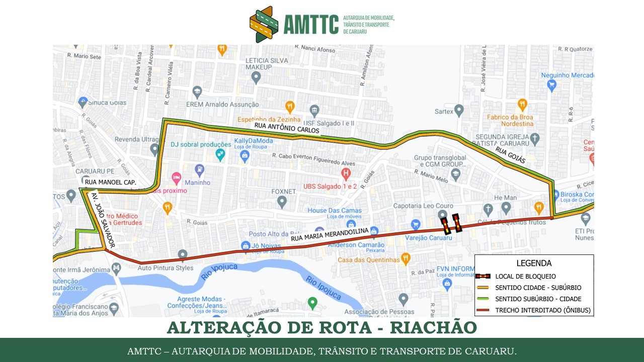 Desvio provisório de rota de ônibus é realizado na quarta-feira (23) para execução de obras da Adutora do Agreste, em Caruaru
