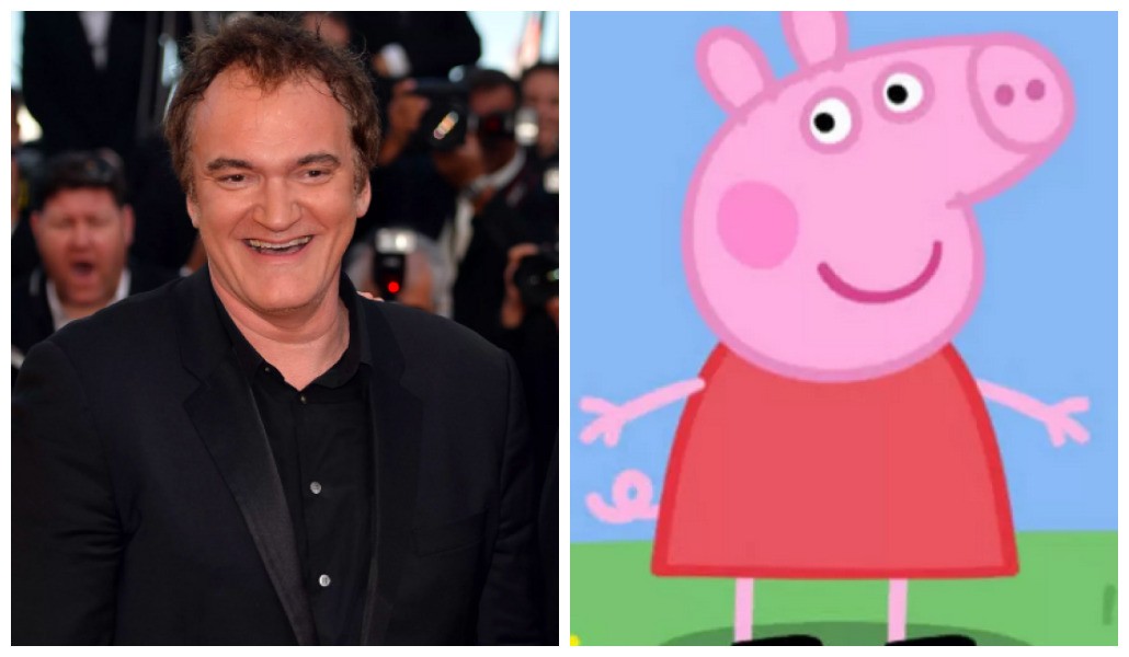 O cineasta Quentin Tarantino e a porquinha Peppa Pig (Foto: Getty Images/Reprodução)