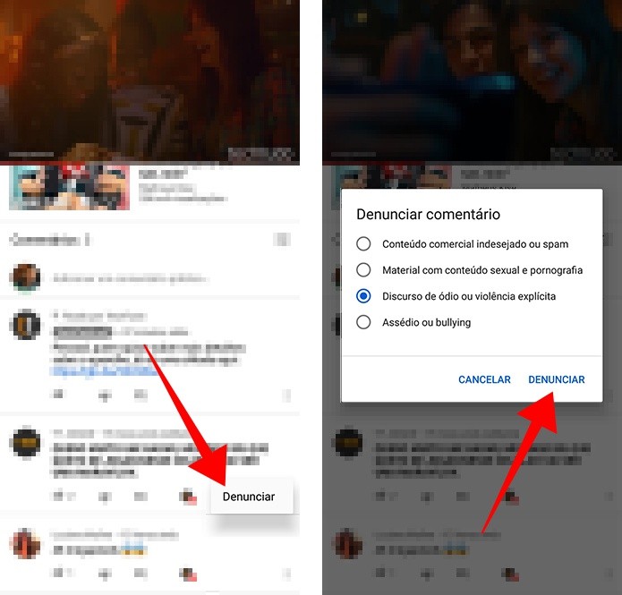 Denuncie comentários individualmente no YouTube para celular (Foto: Reprodução/Paulo Alves) Denuncie comentários individualmente no YouTube para celular (Foto: Reprodução/Paulo Alves)