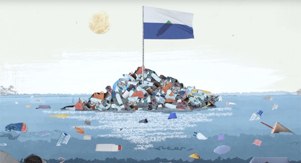 Ilha do Lixo já tem até sua própria bandeira (Foto: Reprodução/YouTube)