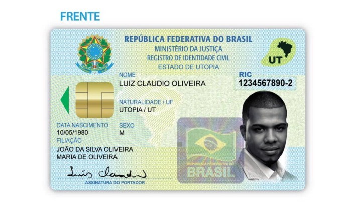 Modelo da nova carteira de identidade nacional, divulgado em 2008 pela PF (Foto: Divulgação)