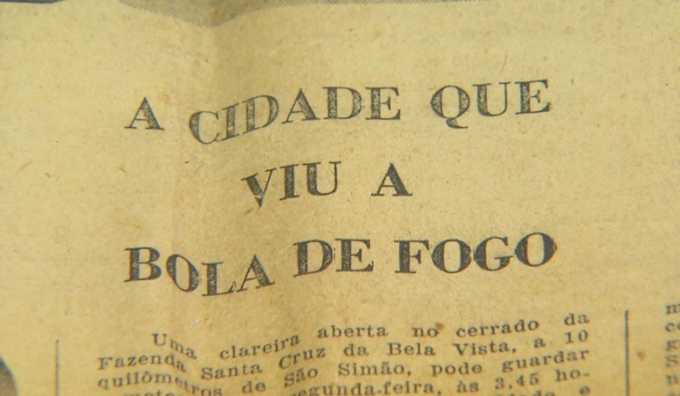 Reprodução de jornal de 1967 retratando queda de meteorito na região de Ribeirão Preto (Foto: Reprodução/EPTV)