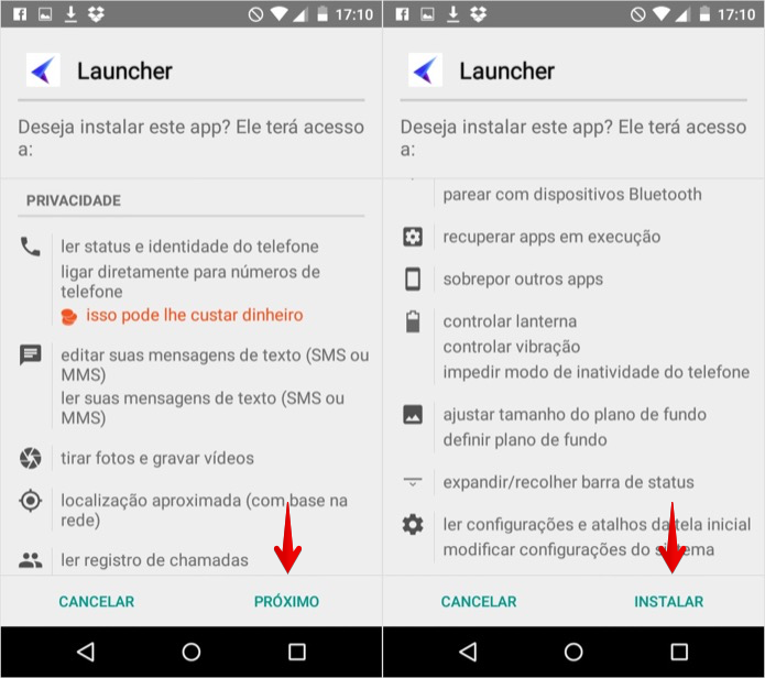 Instalando a launcher no Android (Foto: Reprodução/Helito Bijora) 